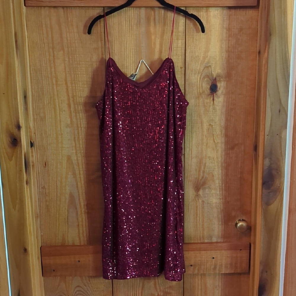 She + Sky Red Sequin Mini Dress